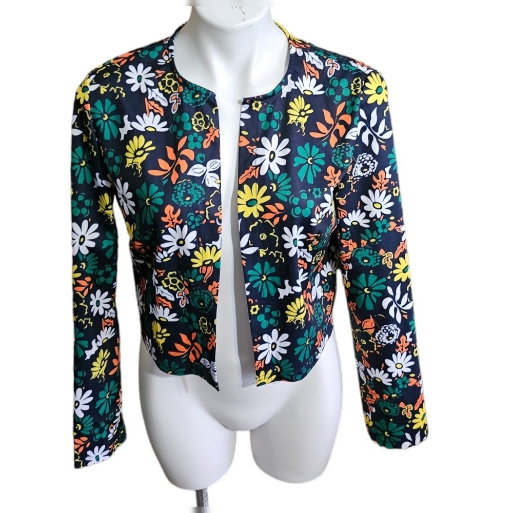 Emery Rose Floral Open jacket Navy Size L - Picture 3 of 10